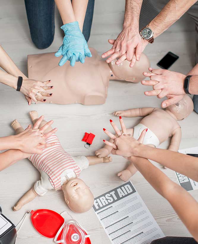 First-aid-training-learning-to-place-hands-for-cpr