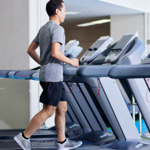 Man on a treadmill at the gym